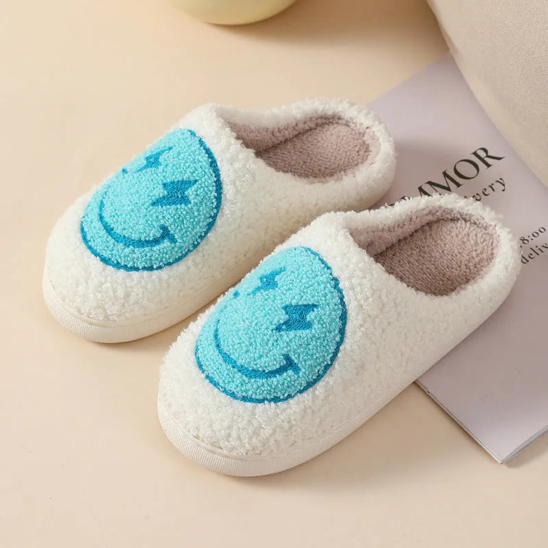 Women's plush cartoon love style home slippers with non-slip PVC sole in Big Love design