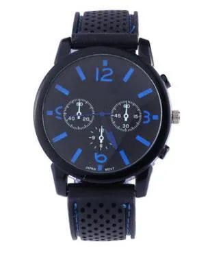 Men's three eye sports car concept watch in multiple colours including black, blue, and orange