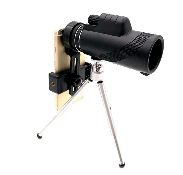 Black 40x60 monocular telescope with compact 144mm design and fully coated FMC lens