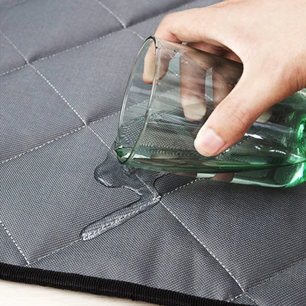 Non-slip cloth pet mat in gray with waterproof and breathable cooling design available in five sizes