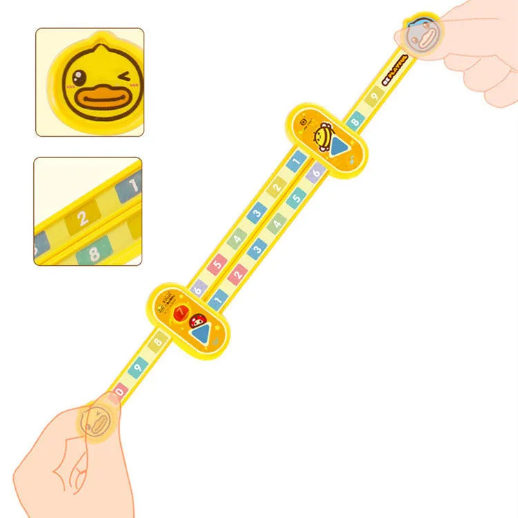Yellow plastic children's digital decomposition ruler for maths education measuring 24.5cm
