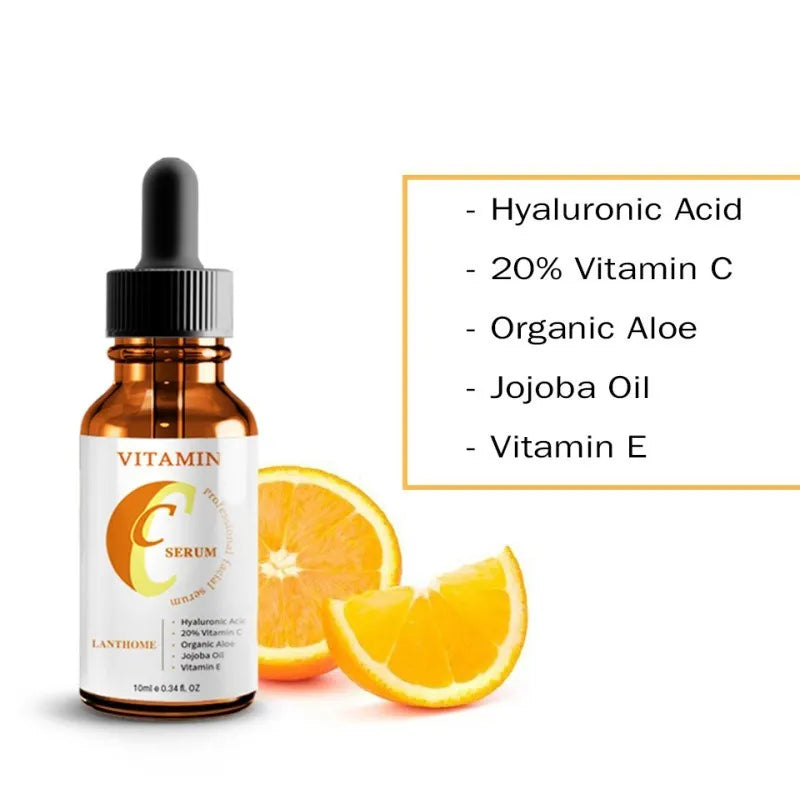 Vitamin C hyaluronic acid facial serum in 10ml bottle for brightening and anti-aging