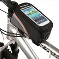 ROSWHEEL PVC bicycle frame bag for iPhone smartphones mounted on bicycle frame in black colour