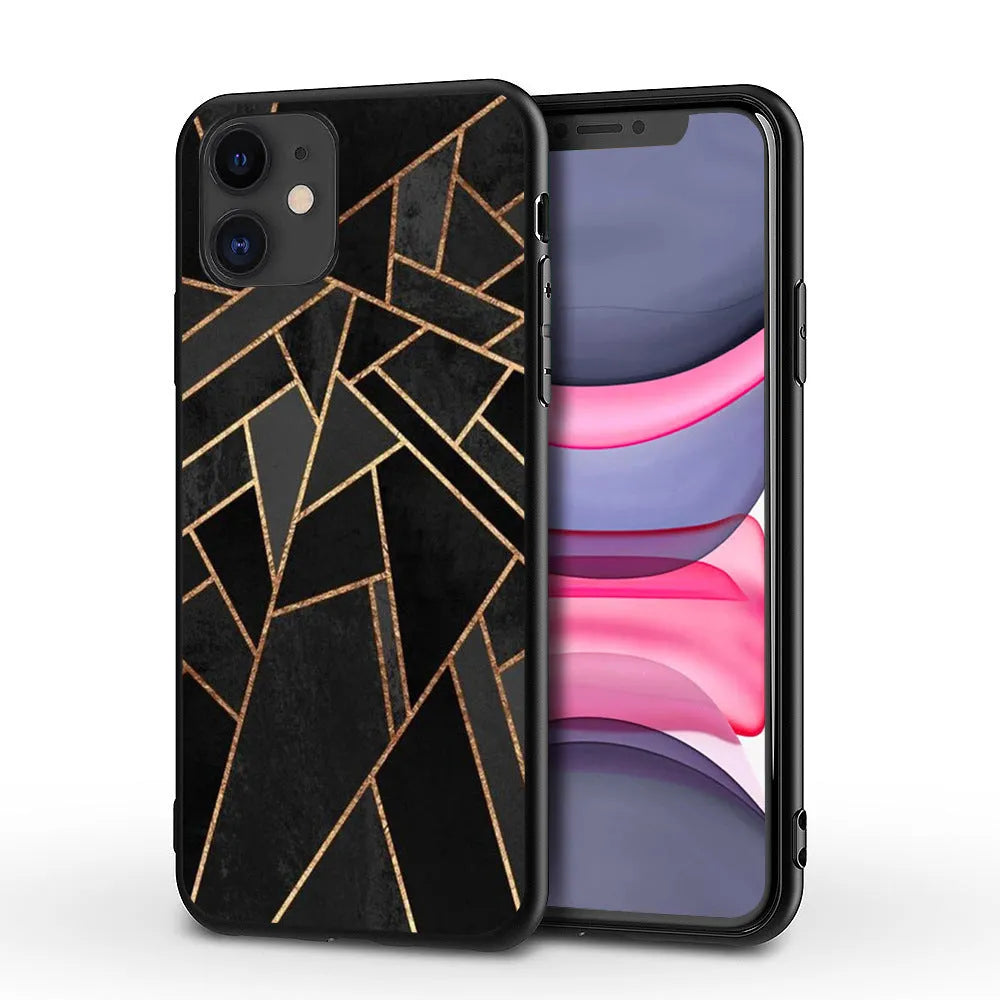 Marble pattern iPhone phone case with TPU and PC waterproof drop-resistant protection