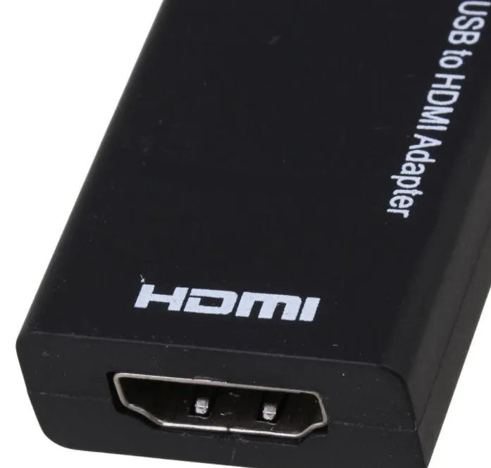 Black DisplayPort to HDMI adapter cable with 12cm lead and Micro USB power port on side