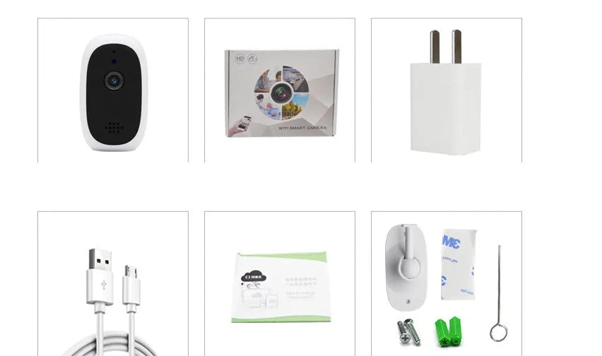 White wireless security network camera with GC1034/2033 sensor, TF card slot and cloud storage