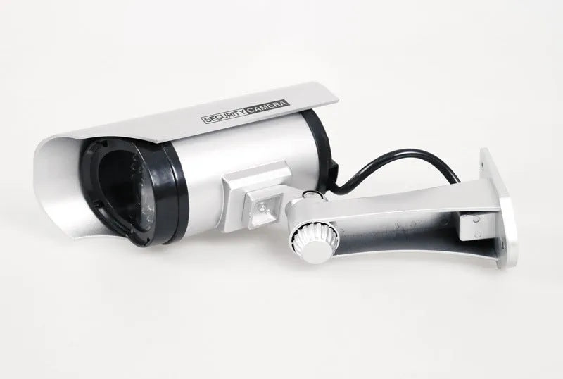 Solar Powered Fake Camera Dummy Security Camera Outdoor Simulated CCTV Monitor Black Silver Weatherproof Deterrent for Shops Supermarkets Hotels Parking Lots Libraries Offices Warehouses Parks Residential Areas