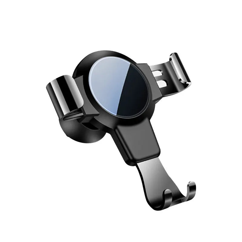 Black S4 gravity mirror ABS car phone mount attached to vehicle air conditioning vent holding smartphone
