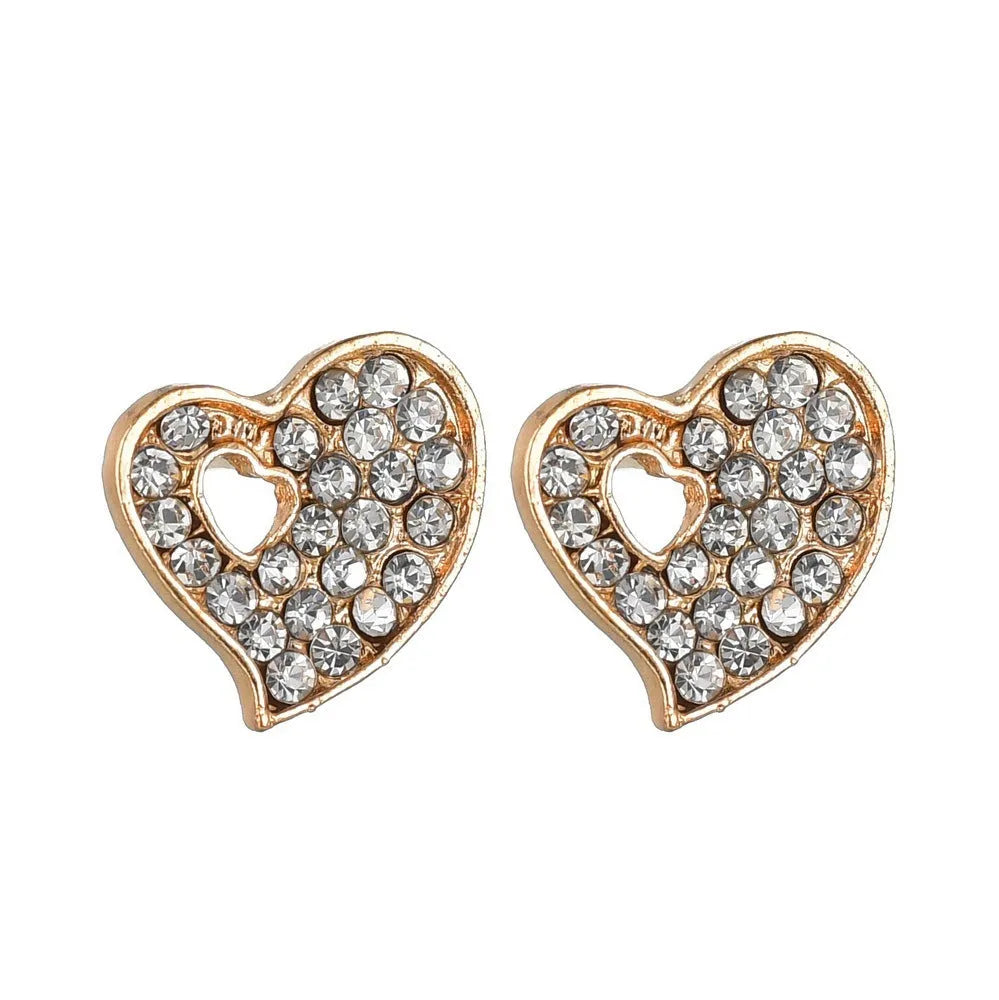 Gold electroplated alloy jewellery set with earrings, pendant, and bracelet featuring love, water drop, or bell patterns