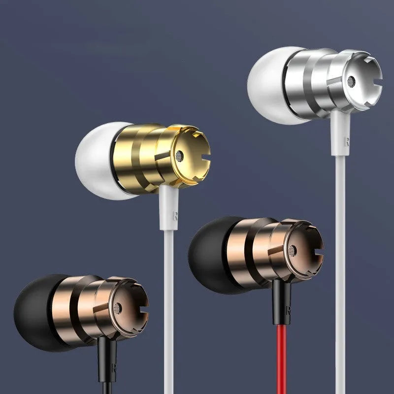 Metal turbo in-ear headphones with 3.5mm plug and microphone in black, red, gold, pink or silver