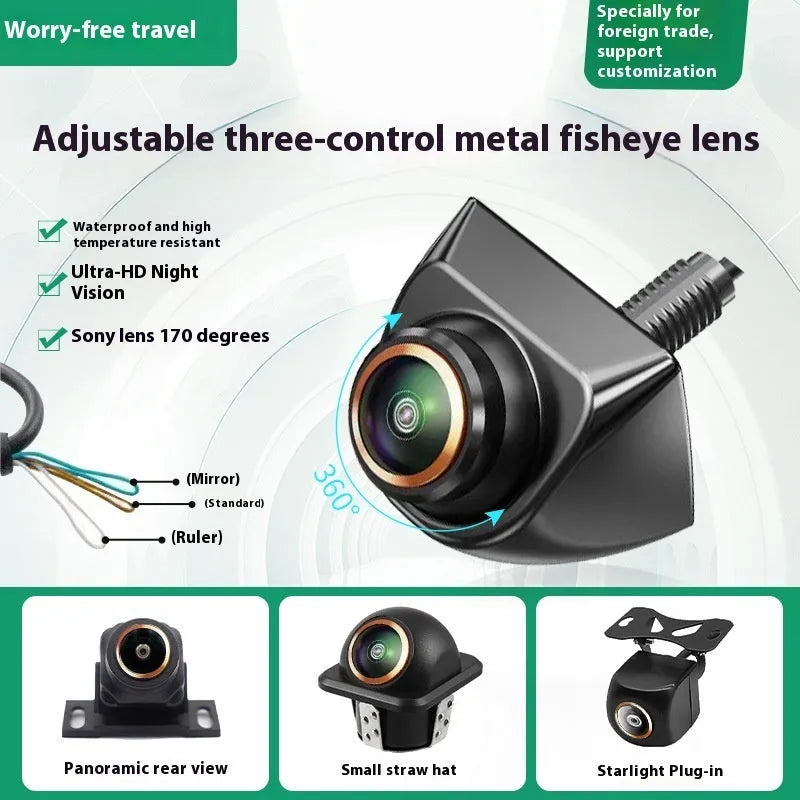 Universal adjustable three-control metal fisheye camera lens with screw mount for vehicle surveillance