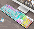 Steampunk Game Real Mechanical Keyboard 104 Keys Wired USB Anti-Ghosting Metal Panel Electroplated Gold Keycaps Mechanical Green Shaft 60 Million Keystrokes 1.6m Braided Cable 435x125x36mm Black Blue White Blue