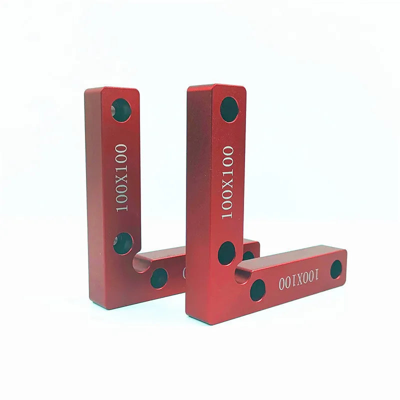 Aluminium right angle woodworking positioning block with measuring scale for jigsaw clamping