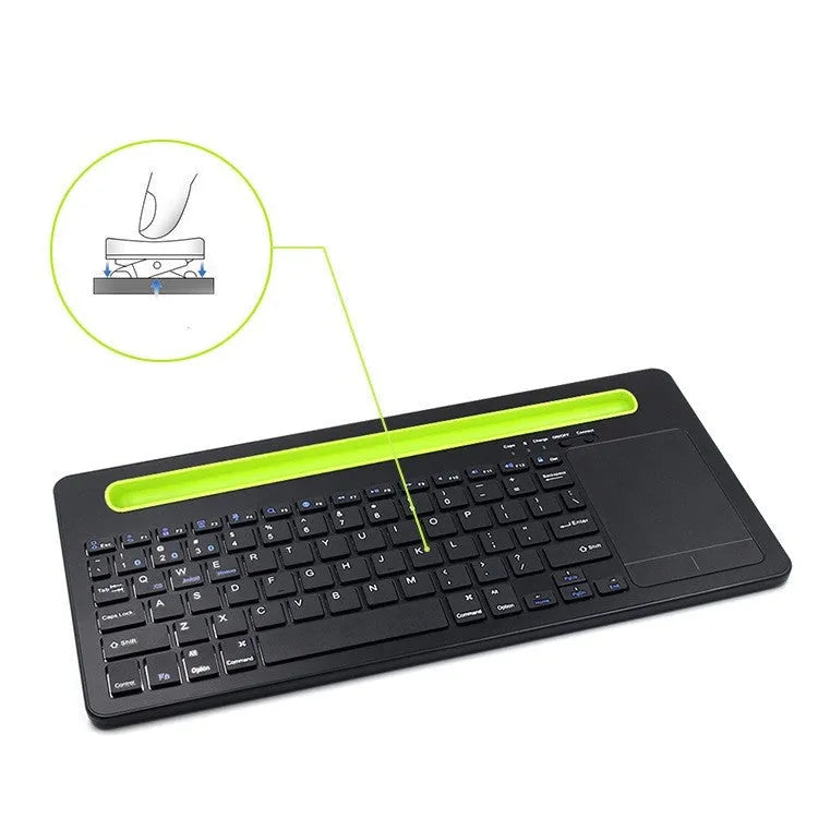 Black universal Bluetooth touch keyboard with 78 keys and touchpad for tablets and phones