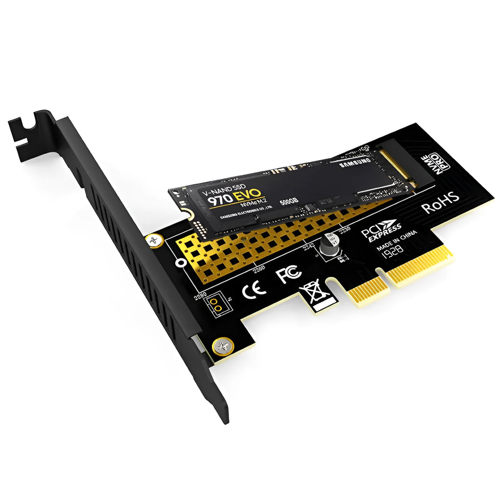 Jiayi SK4 M.2 NVMe PCIe adapter card with multilayer immersion gold PCBA, LED indicator and wire-passing baffle