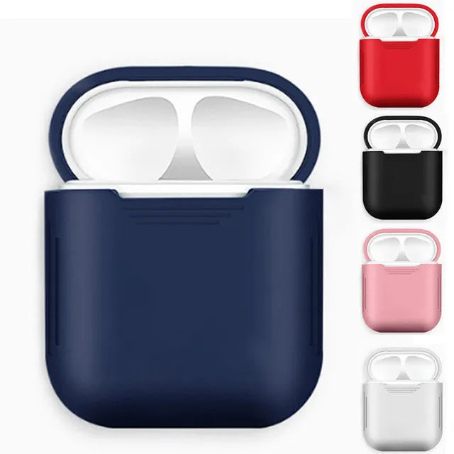 Silicone protective case for Apple AirPods with shockproof earmuffs and anti-lost rope attachment
