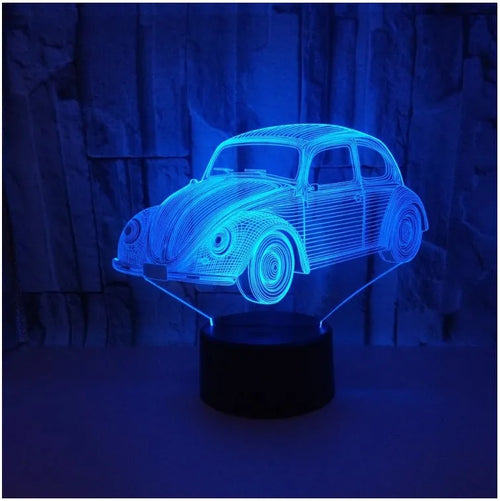 3D LED table lamp with colourful touch control and remote on acrylic shade with ABS base