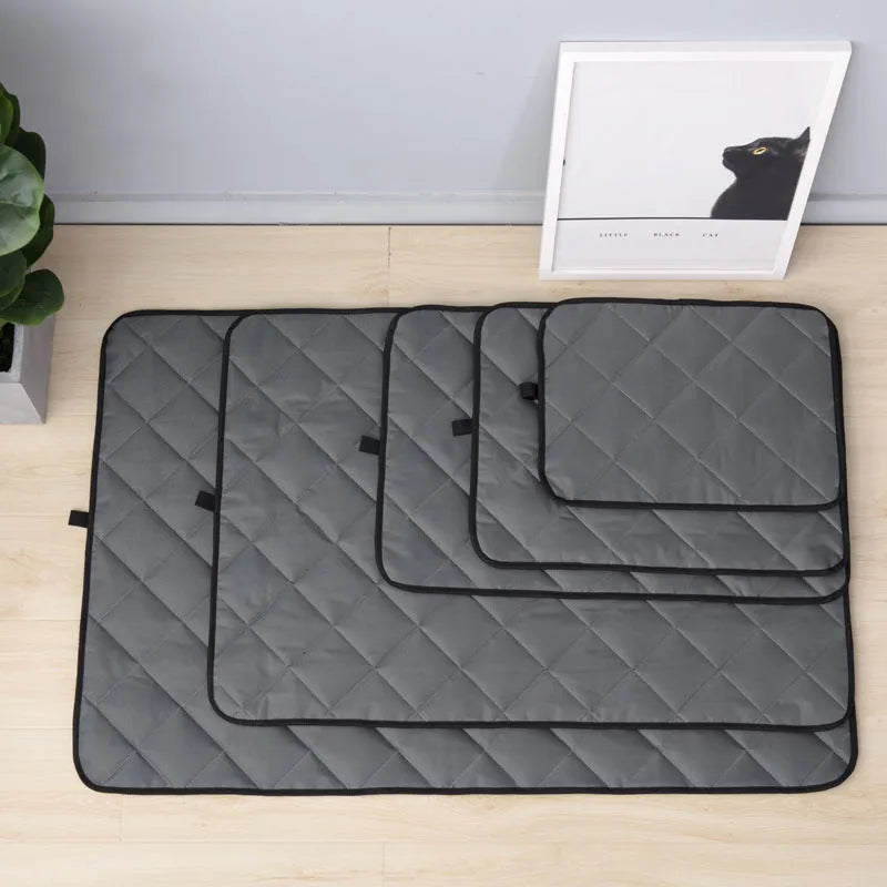 Non-slip cloth pet mat in gray with waterproof and breathable cooling design available in five sizes