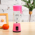 Portable mini electric juicer 380ml with 304 stainless steel blades in blue, green, pink, or purple