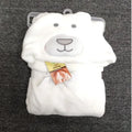 White flannel baby bath towel, 75cm by 95cm without hat, multifunctional flannel wrap