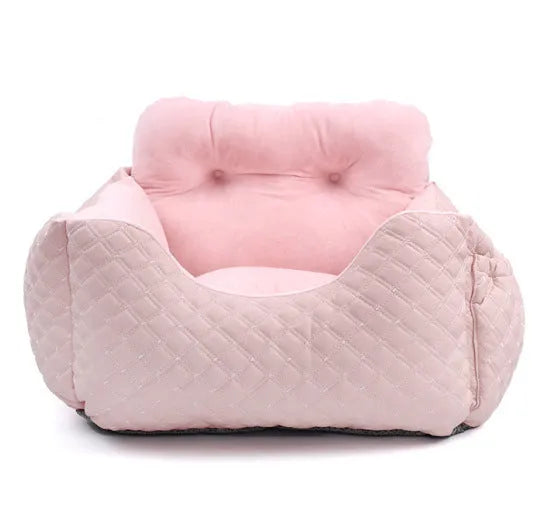 Portable cloth dog car kennel and cushion safety seat, 50x40x40cm, in grey, pink, or brown
