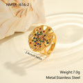 Geometric pleated titanium steel ring with colour diamond inlays and adjustable open mouth design