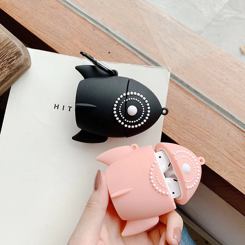 Pink rocket silicone protective cover for AirPods 1 and 2 charging case, black or pink option