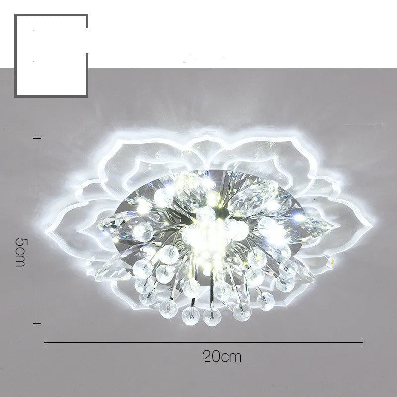 Small modern crystal ceiling lamp with flower-shaped shade and LED lighting