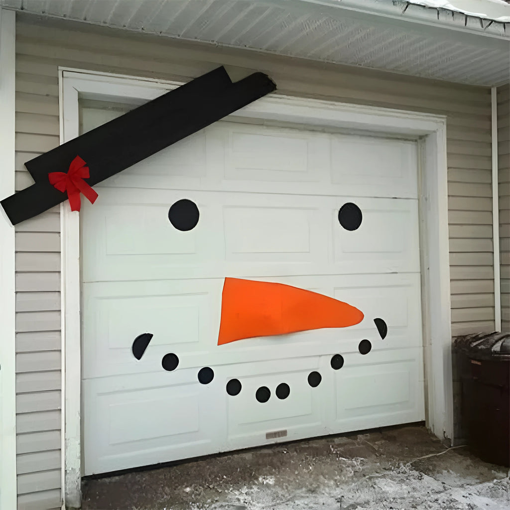 DIY Christmas snowman decoration 16-piece non-woven kit with 80x20cm hat, bow, nose, rounds, semi-circles and tape.