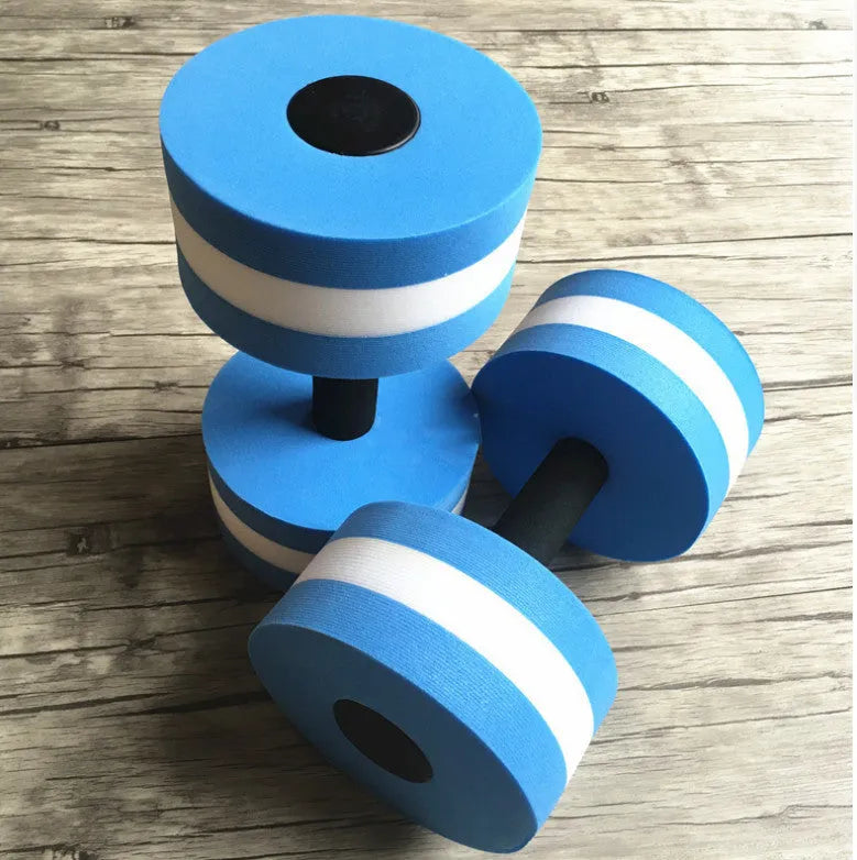 EVA water aerobics dumbbells 27cm in blue pink and green for pool fitness and wading