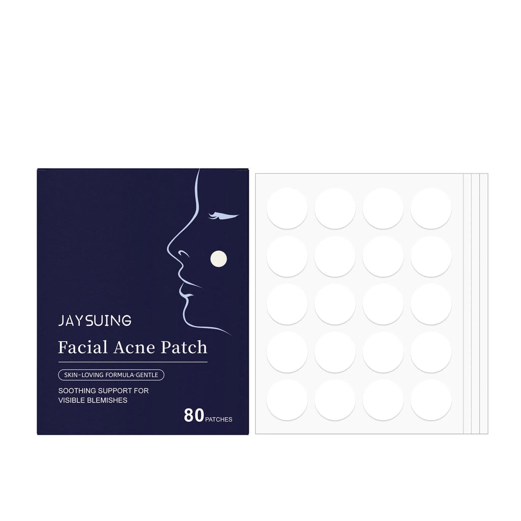 Pack of 80 transparent hydrocolloid facial acne patches for spot treatment