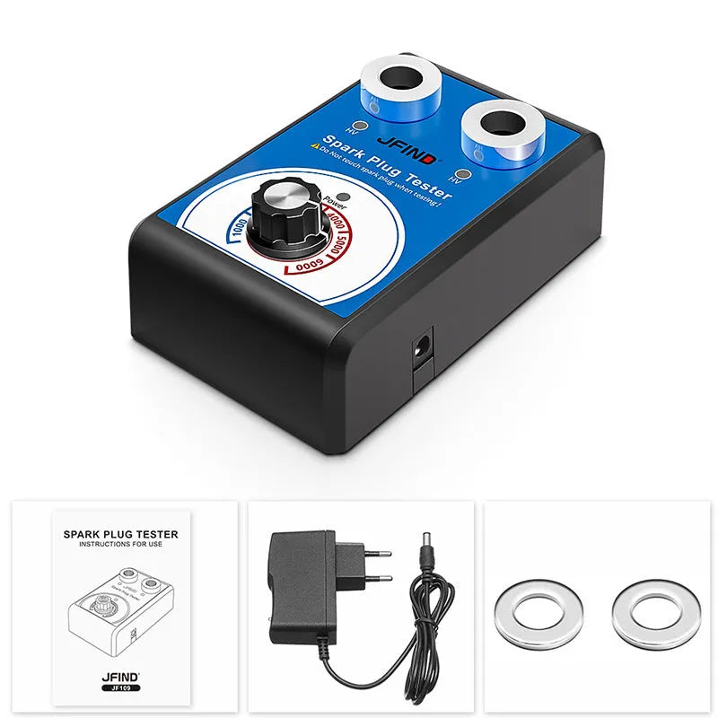 Car engine spark plug tester diagnostic tool showing dual-hole plug connectors.