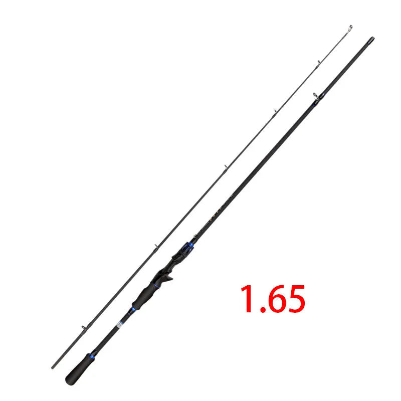 1.8m carbon fibreglass long-range fishing rod in blue on beach for sea surf casting, two-section design