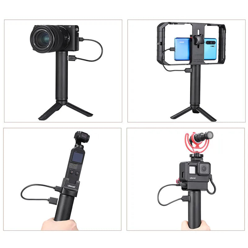 Black aluminium alloy portable charging handle power bank with 6800mAh capacity