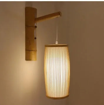 Natural bamboo plait decoration lamp with compact 15cm diameter and 35cm height.