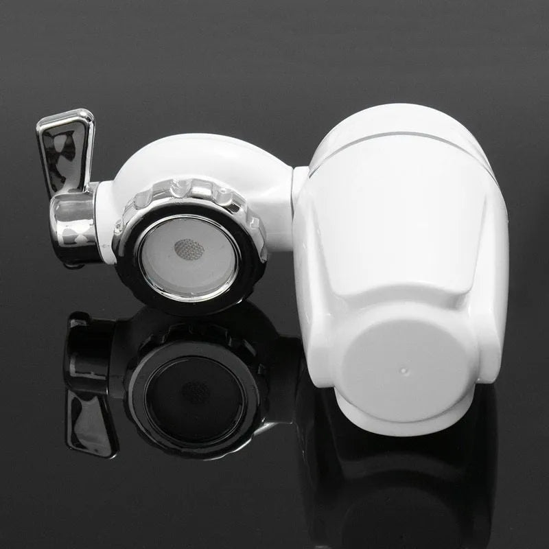 White plastic faucet water filter with ceramic cartridge and universal adapter for kitchen tap
