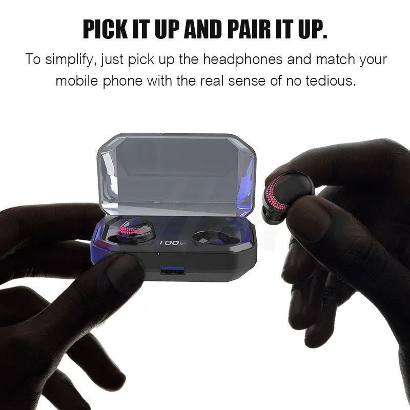Black X10 Bluetooth wireless earbuds with a rectangular charging case.