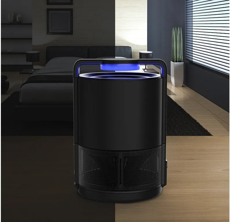 Black ABS intelligent light control mosquito killer lamp, 13cm x 14cm x 20.6cm, 220V 5W indoor insect trap