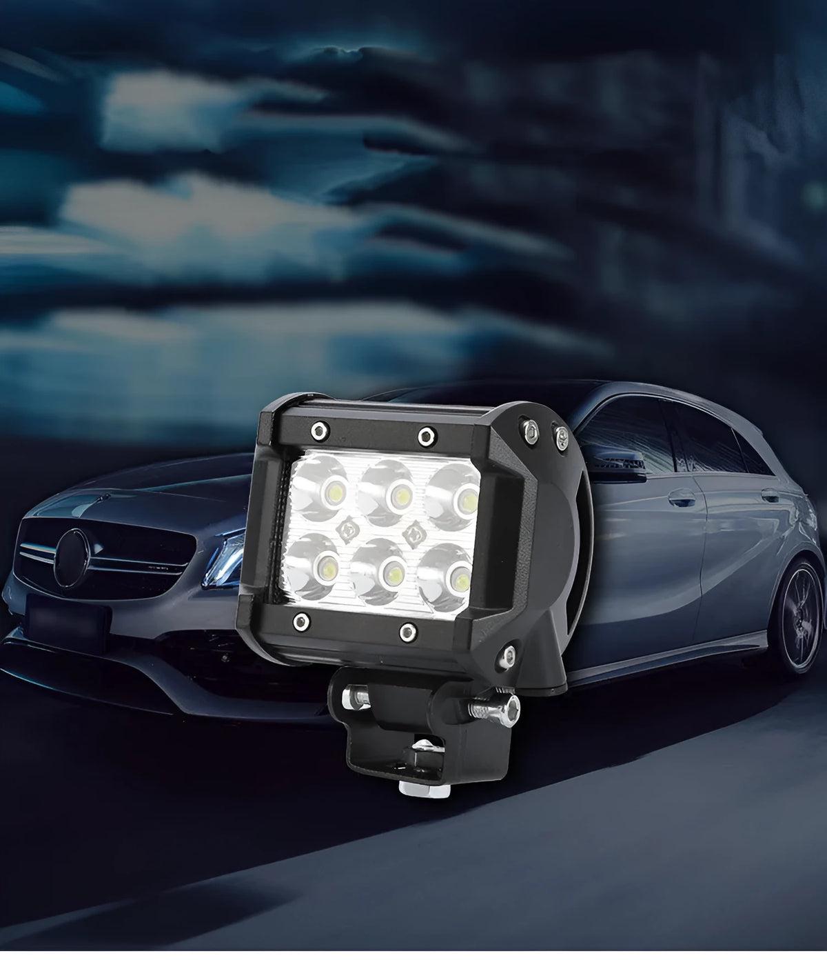 Black 18W car LED work light with aviation aluminum alloy shell and IP67 waterproof rating