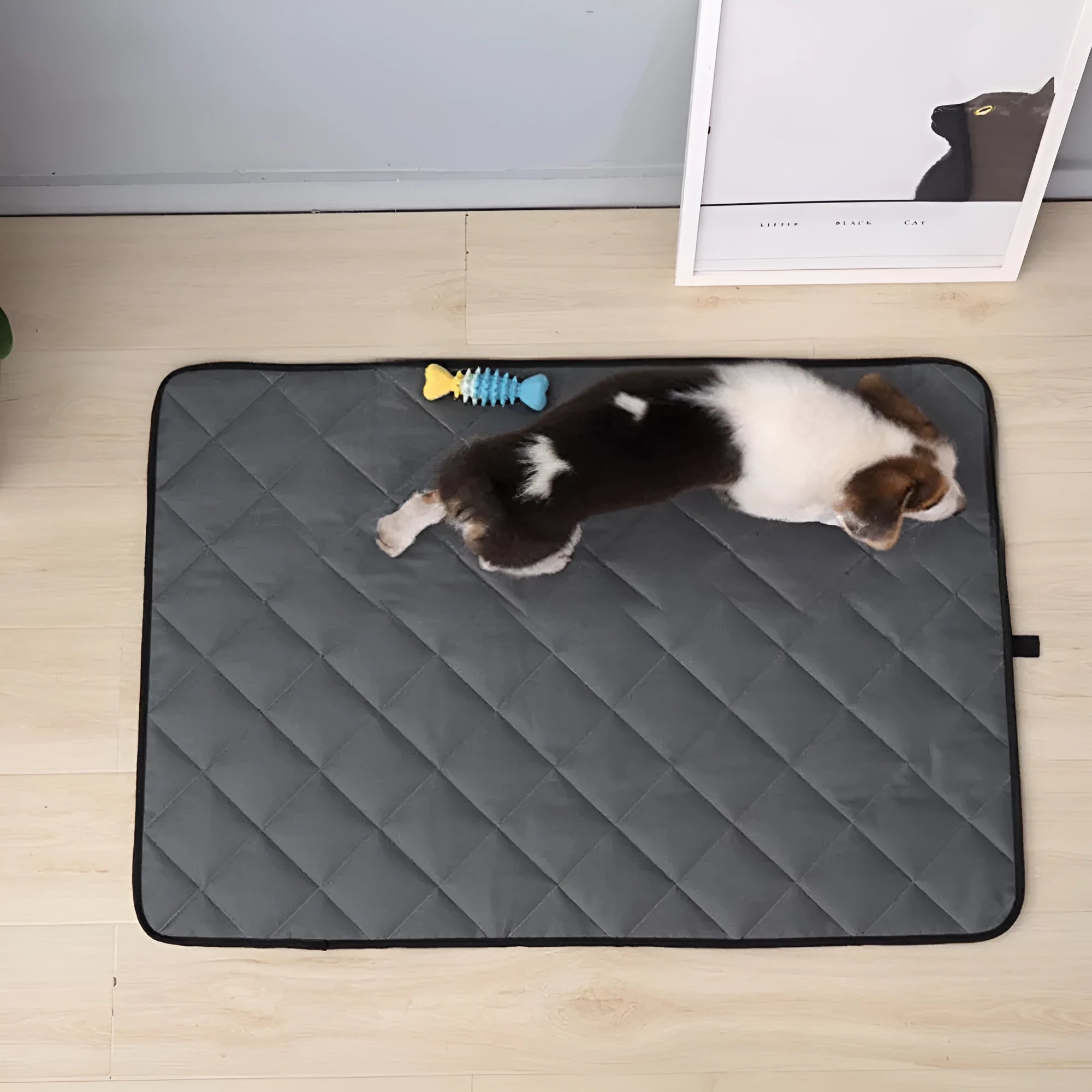 Non-slip cloth pet mat in gray with waterproof and breathable cooling design available in five sizes