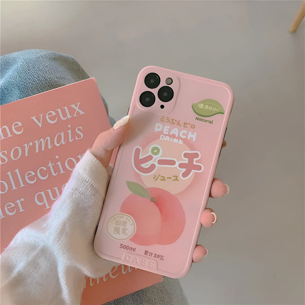 Summer peach colour soft IMD phone case for iPhone with reserved lanyard hole