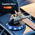 Metal solar-powered rotating helicopter car perfume ornament in three colour options