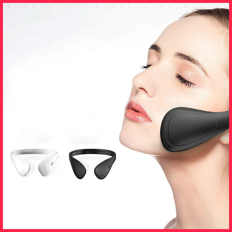 Electric V-shaped face lifting device with EMS technology, head-wearing design, black or white, battery included