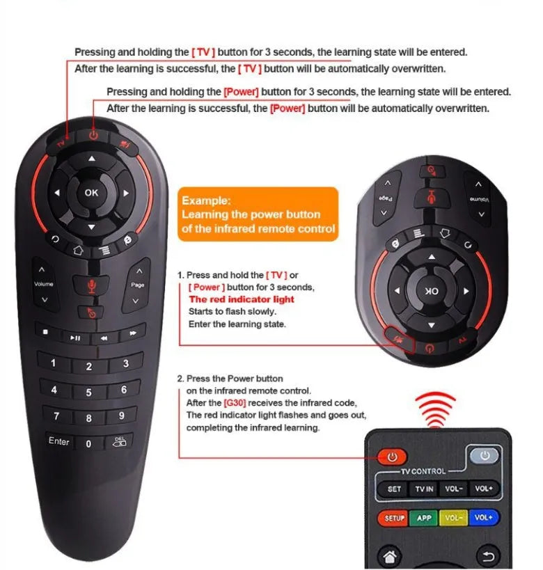 G30 wireless keyboard remote control with air mouse function and nano receiver