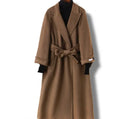 Long wool coat with suit collar in black or caramel colour with Asian sizing