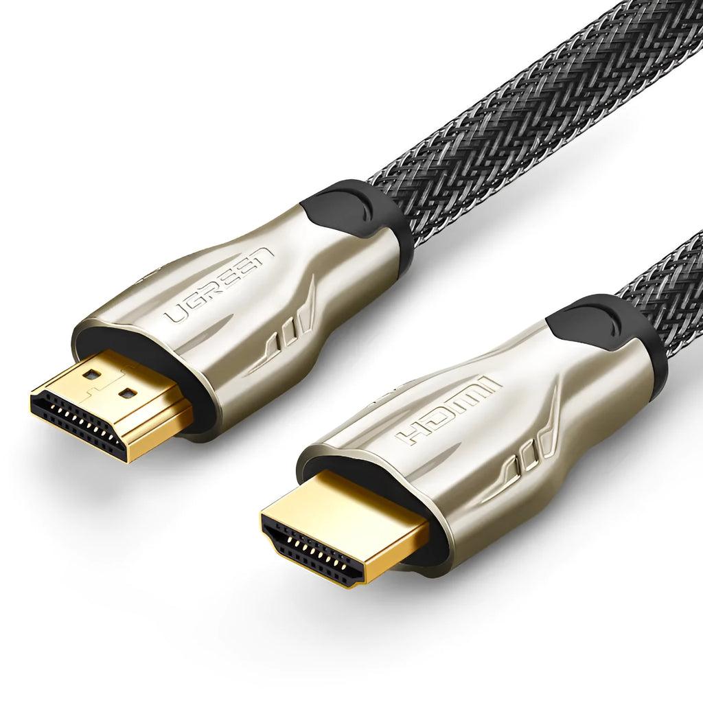 A black HDMI cable with gold-plated connectors, shown with length options from 0.5 metres to 5 metres.