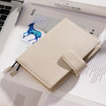 A6 loose-leaf cowhide diary with lychee pattern cover, 12 x 16.5cm, in off white, pink, or white.