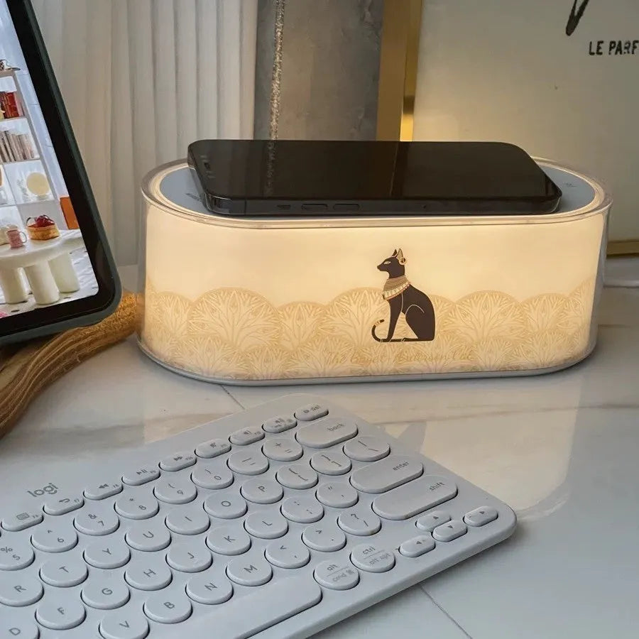 Wireless charging bedside night lamp with touch switch, 220V, modern simplicity style, single night lamp