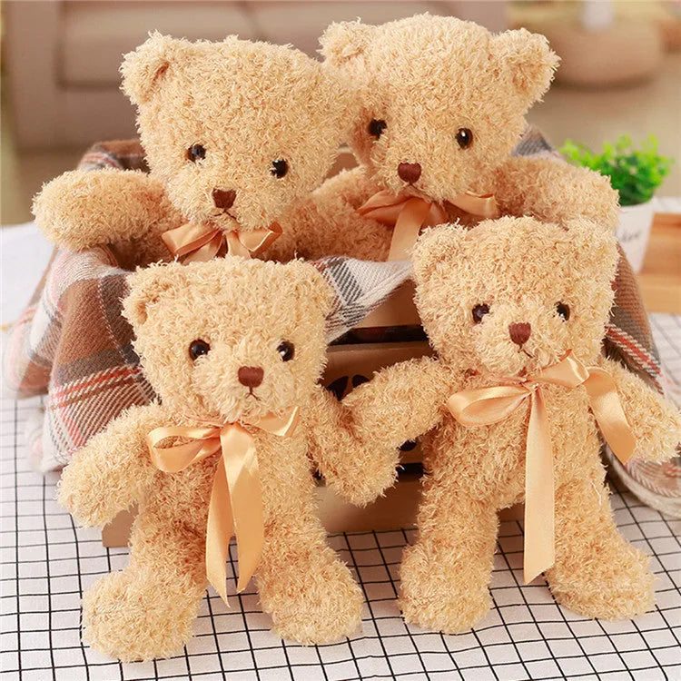 Yellow bear plush toy 30cm tall with plush outer and PP cotton filling