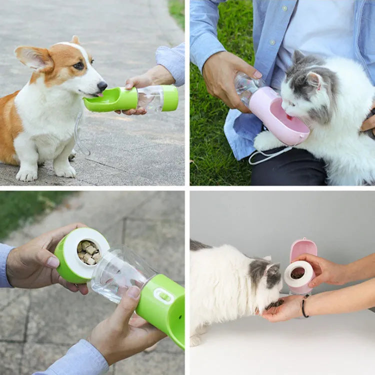 Multifunctional pet cup in ABS and PC with one-touch waterproof button, lightweight portable bottle for pet hydration